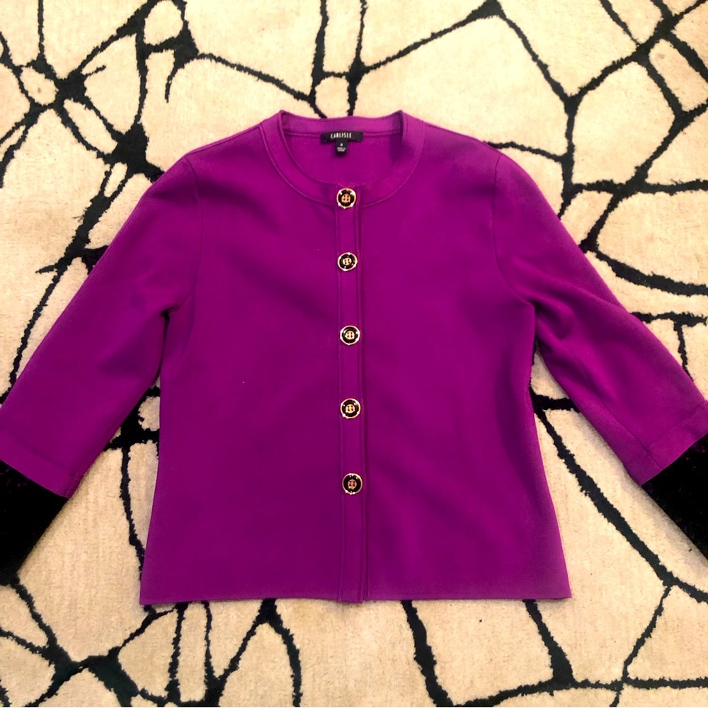 Carlisle purple sweater cardigan jacket Sz S